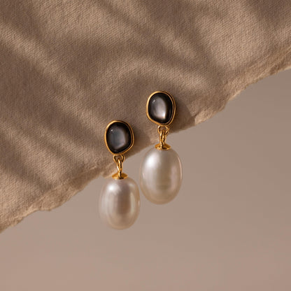 Midnight Pearl Drop Earrings