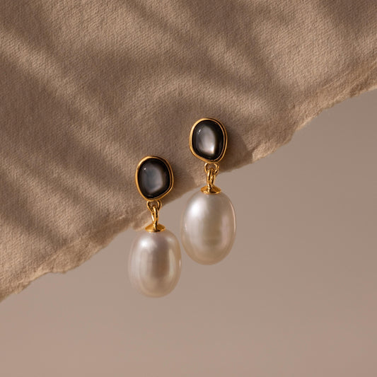 Midnight Pearl Drop Earrings