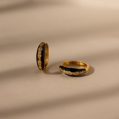 Noir Pave Dome Hoops