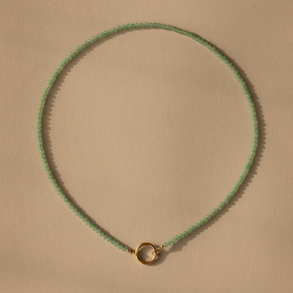 Beaded Jade Charm Necklace