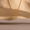 Cable Circle Charm Necklace