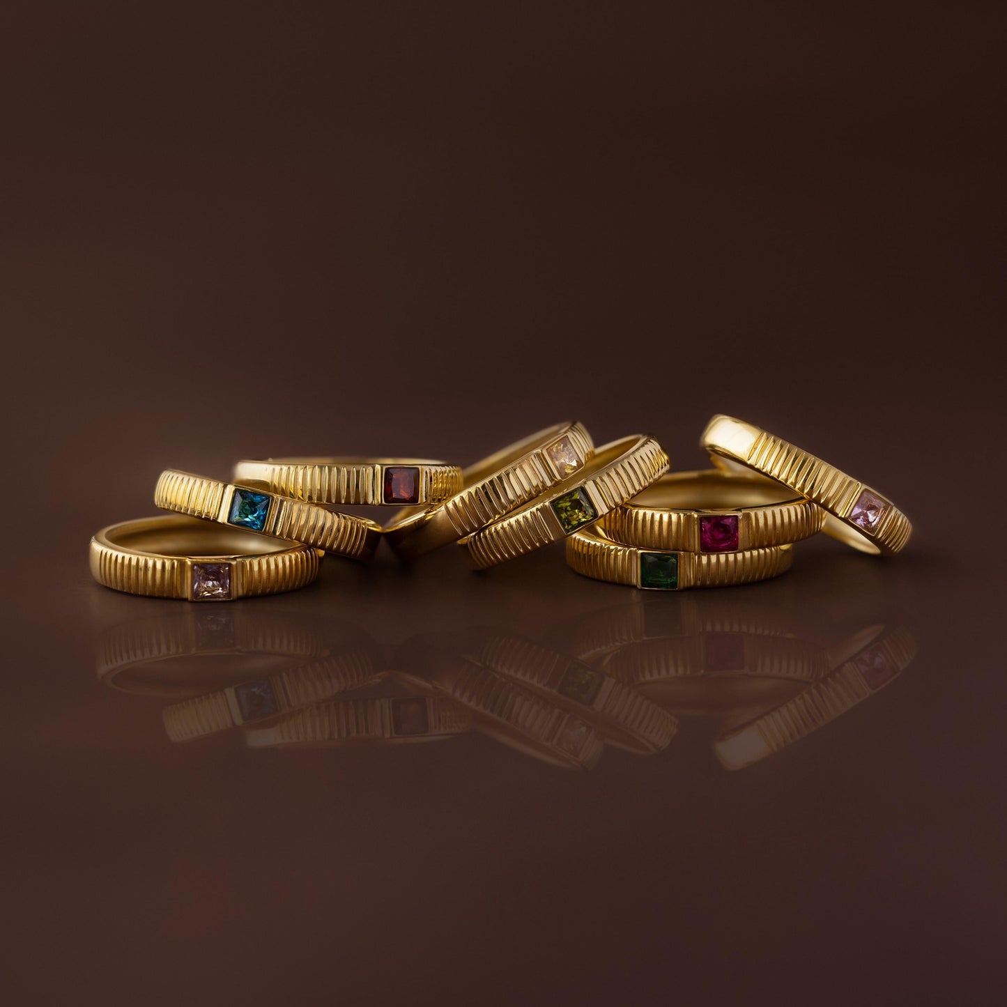 Ribbed Birthstone Band