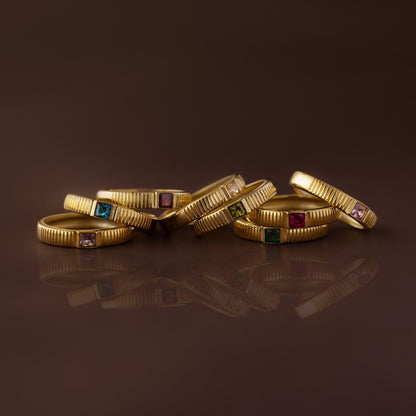 Ribbed Birthstone Band