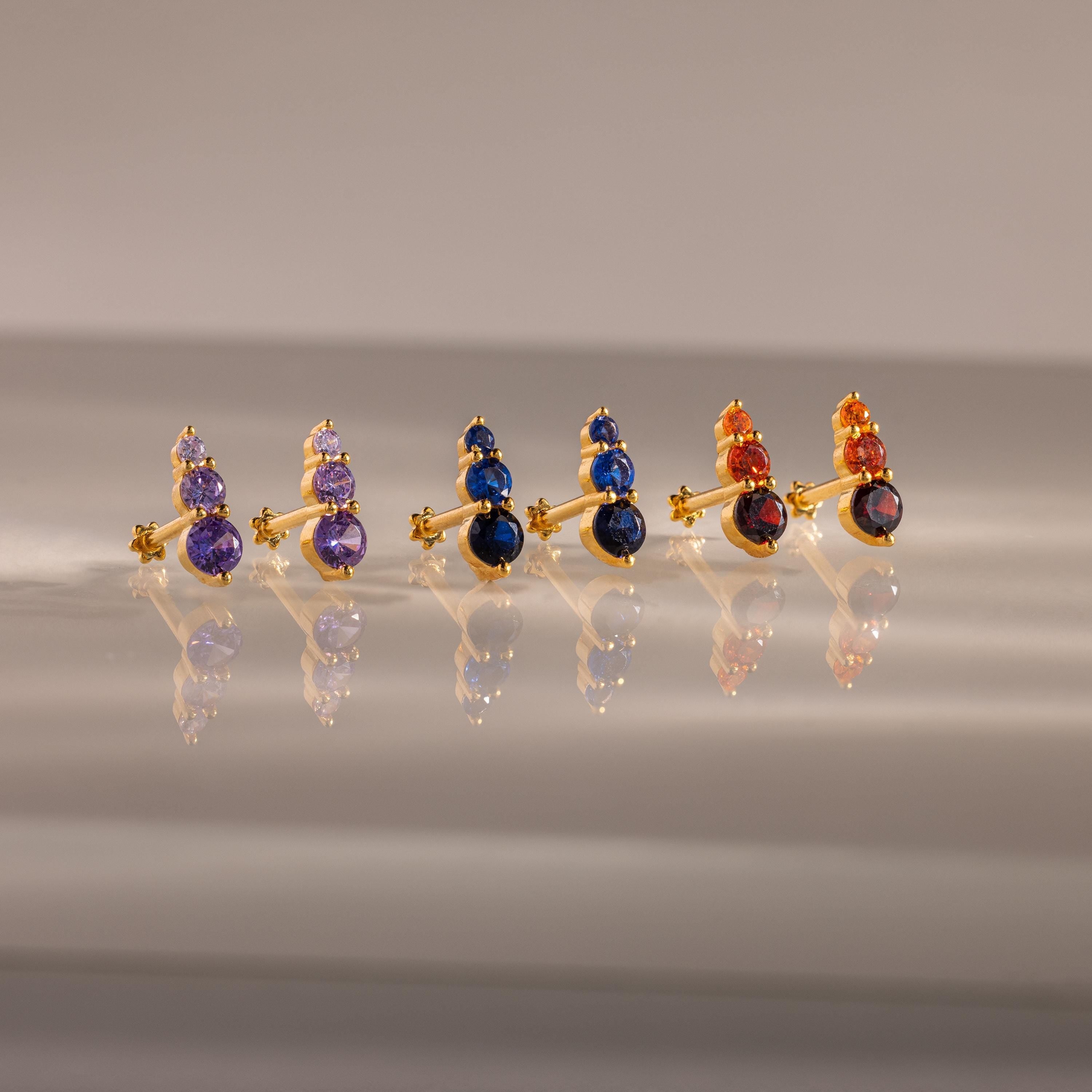 Ombre Birthstone Flatback Studs