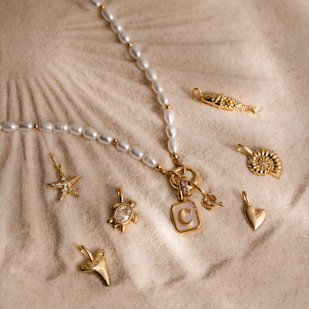 Pearl Beaded Charm Necklace