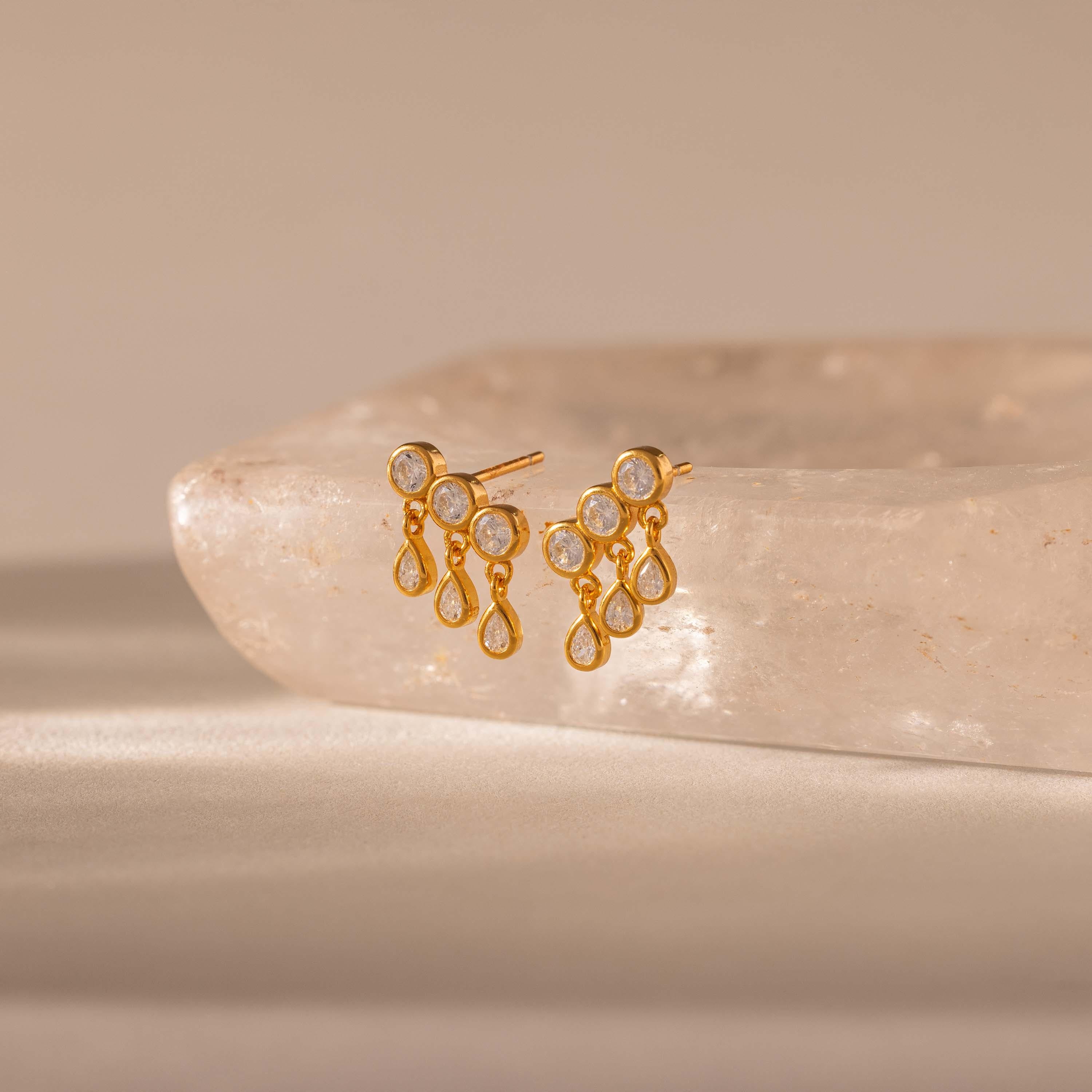 Gemstone Raindrop Studs