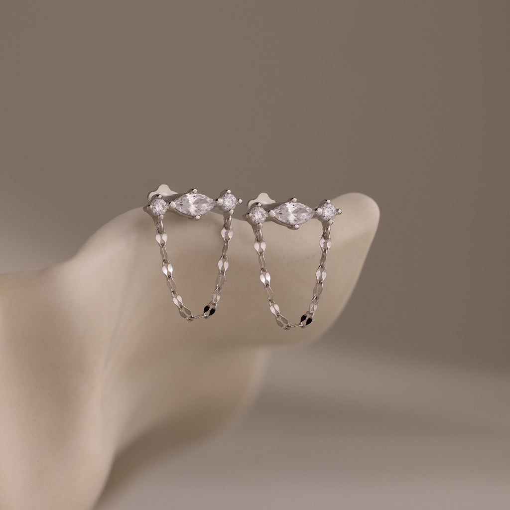 Diamond Marquise Chain Flat Back Studs