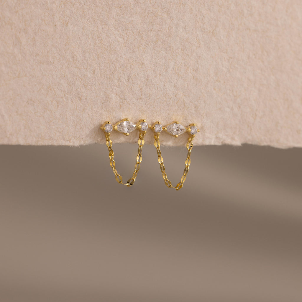 Diamond Marquise Chain Flat Back Studs