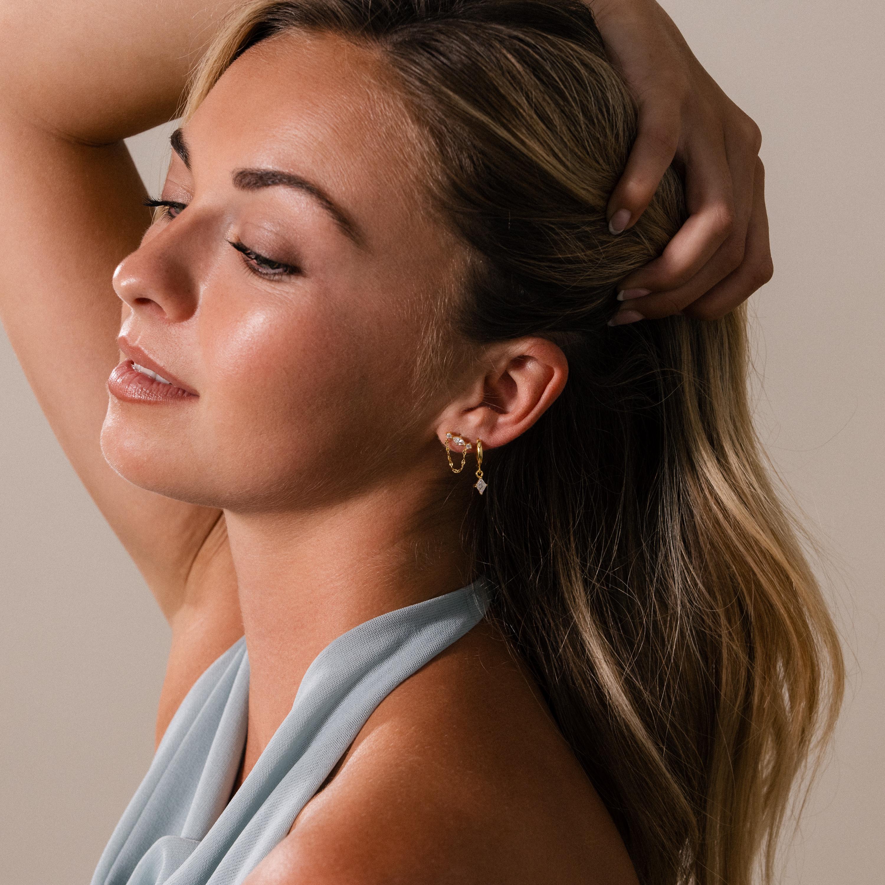 Diamond Marquise Chain Flat Back Studs