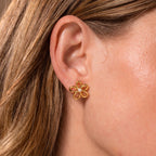 Lila Flower Pearl Studs