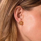 Lila Flower Pearl Studs