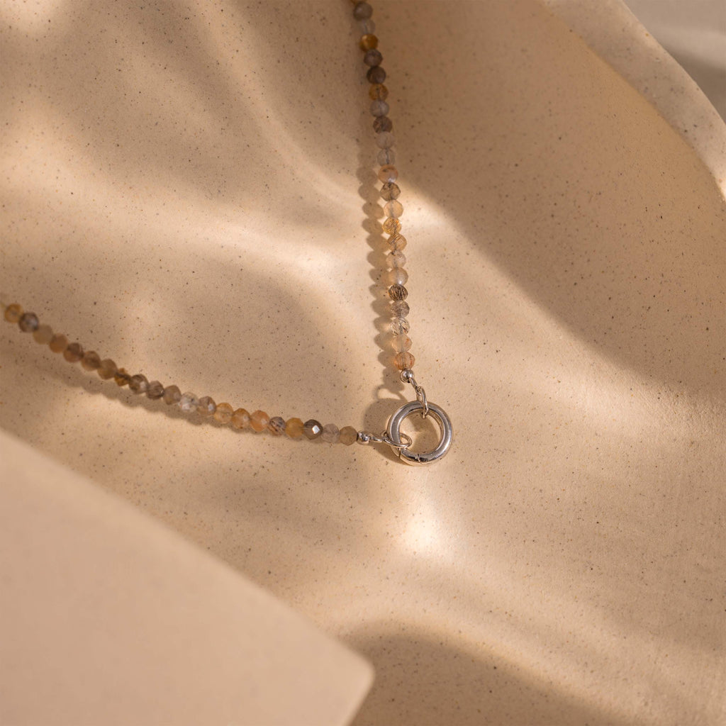 Sunstone Beaded Charm Necklace