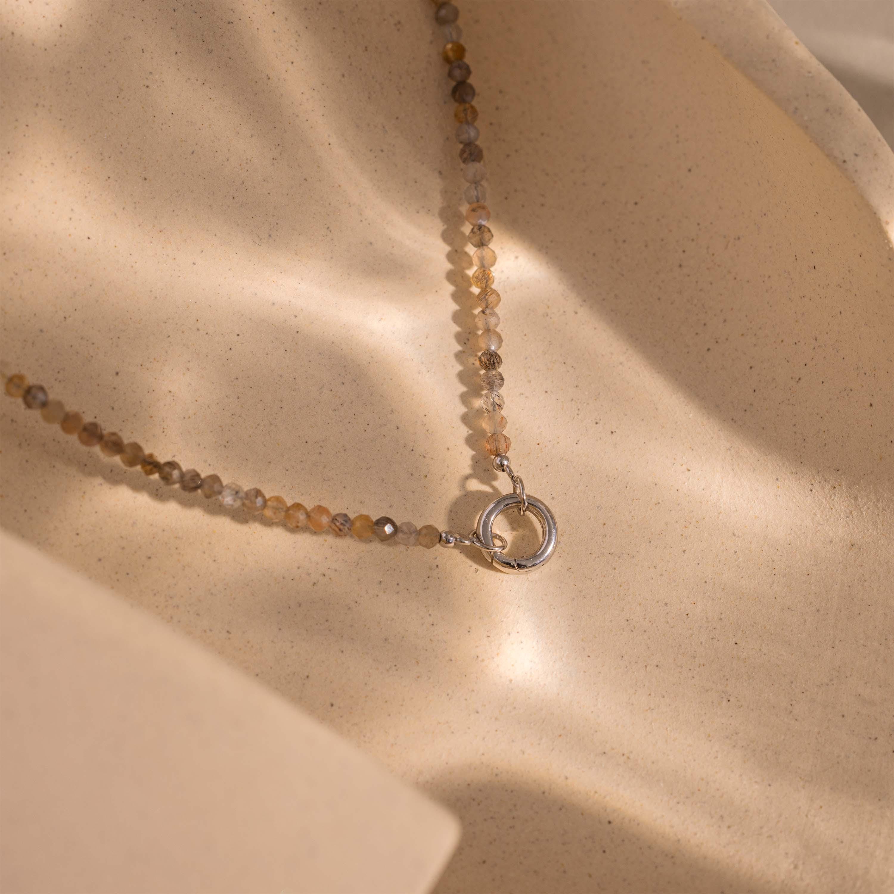 Sunstone Beaded Charm Necklace