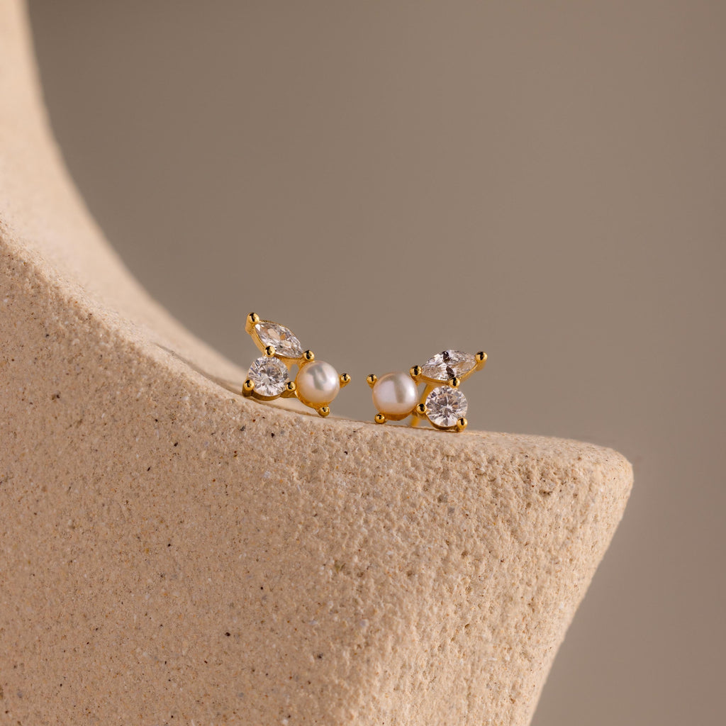 Pearl Diamond Bloom Studs