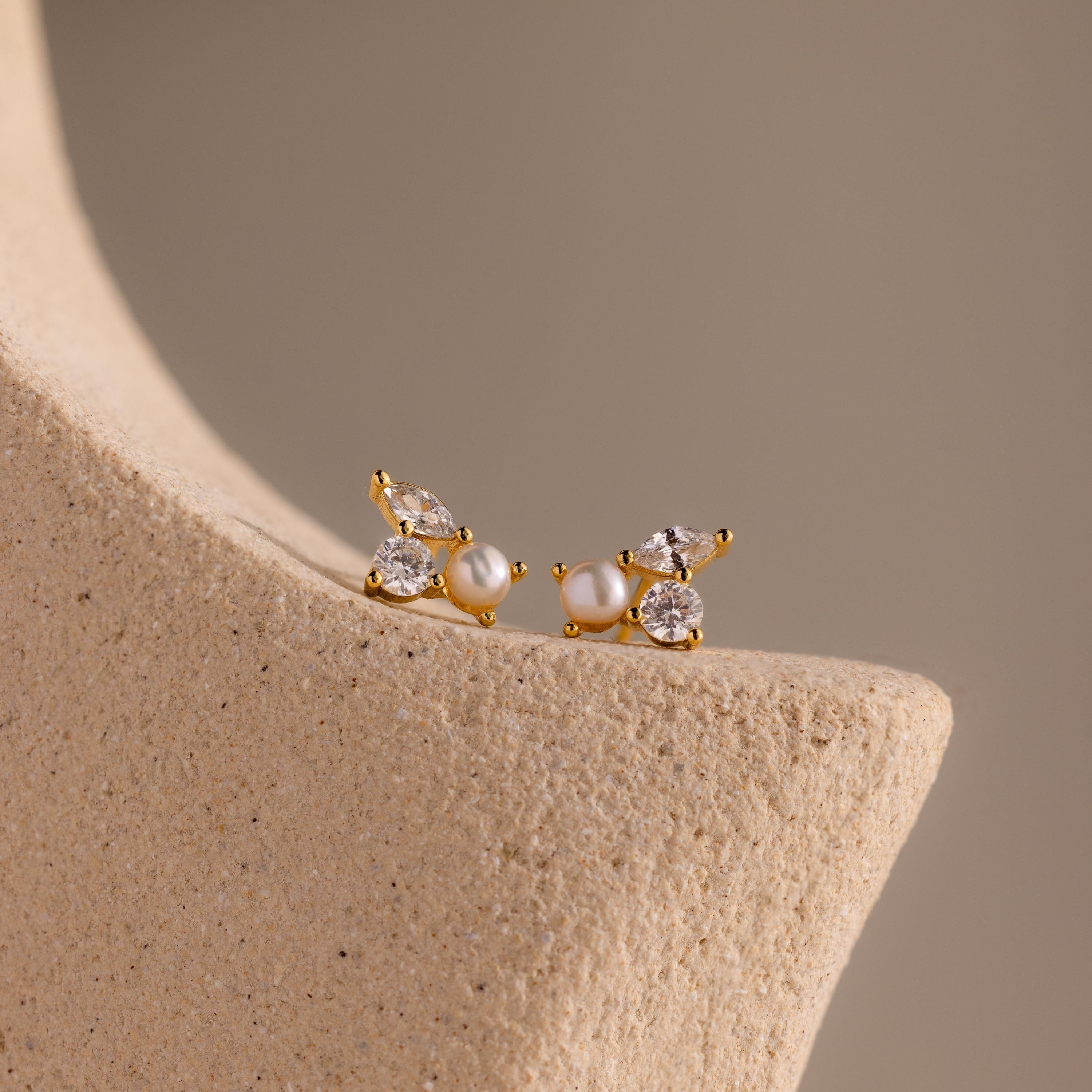 Pearl Diamond Bloom Studs
