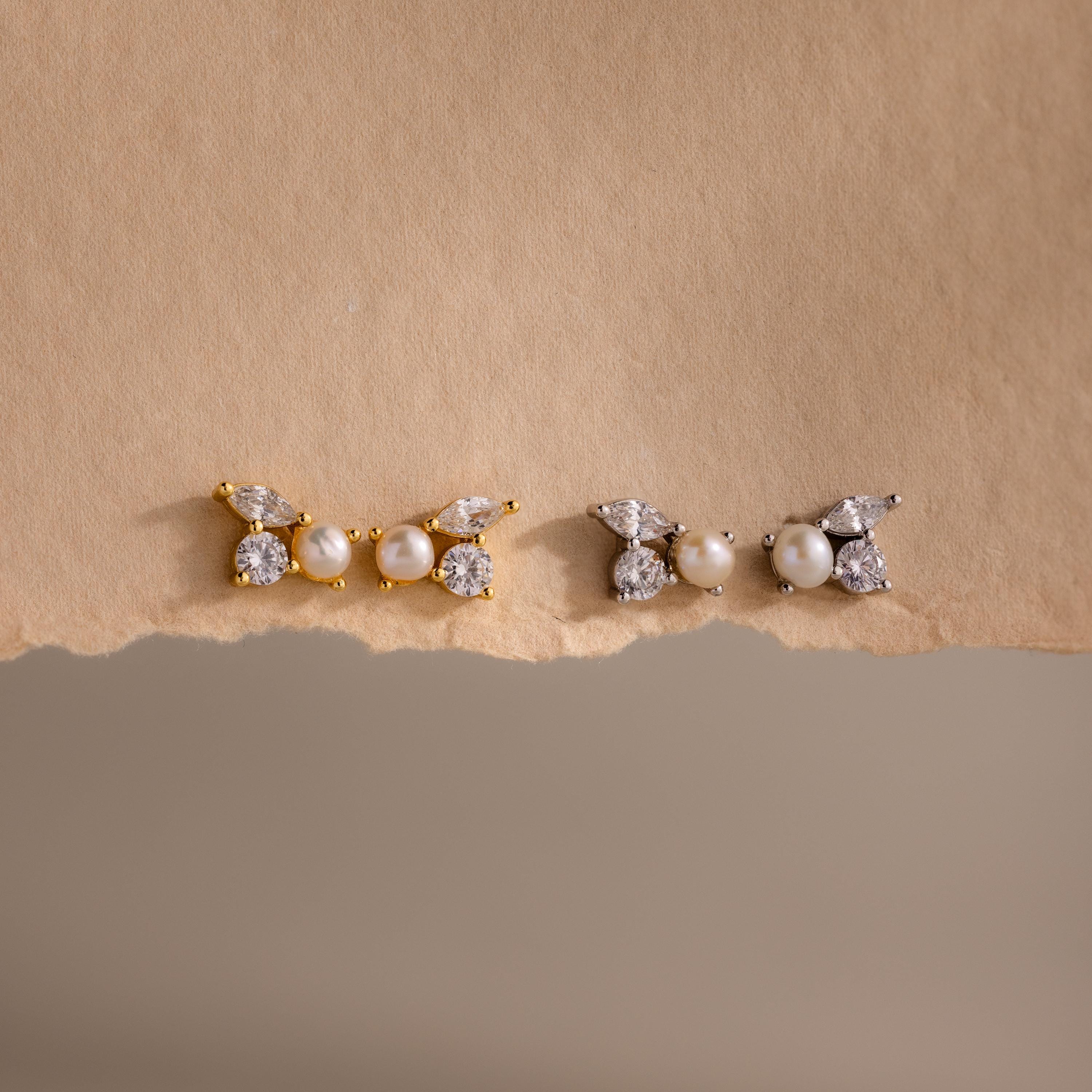 Pearl Diamond Bloom Studs