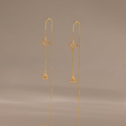 Pave Star Threader Earrings