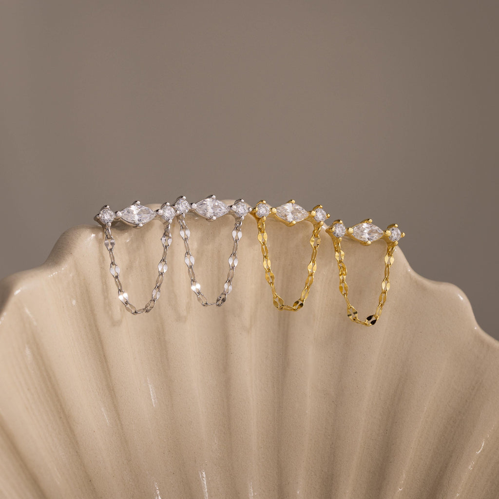 Diamond Marquise Chain Flat Back Studs