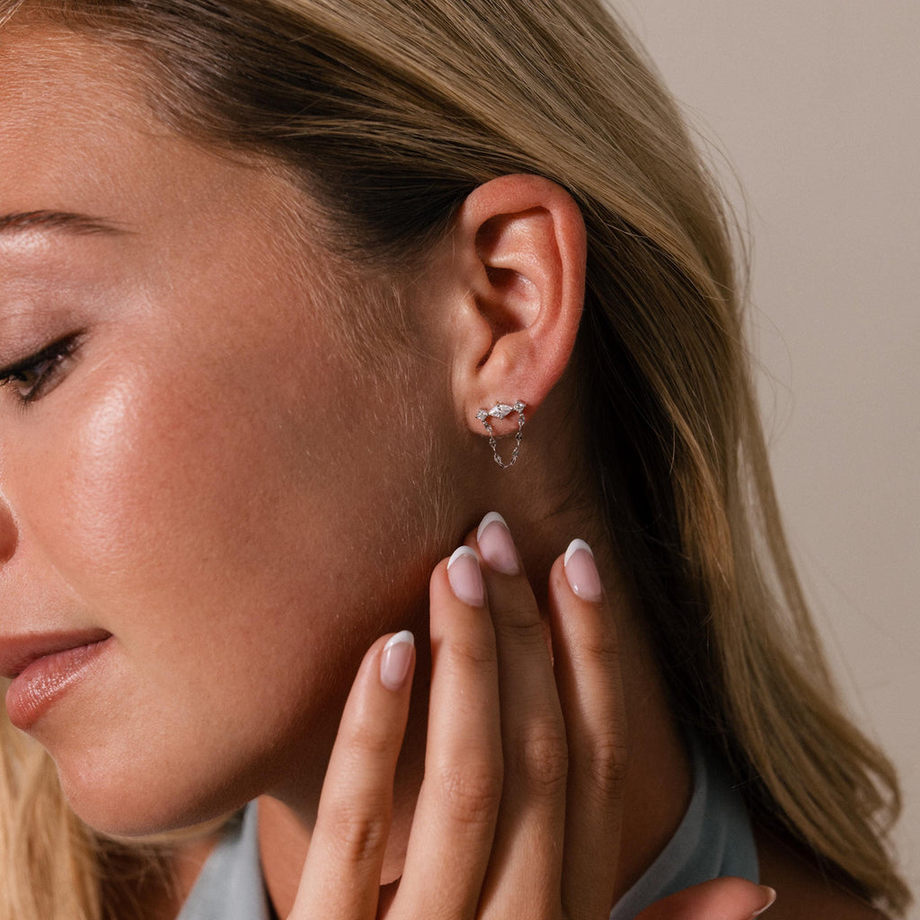Diamond Marquise Chain Flat Back Studs
