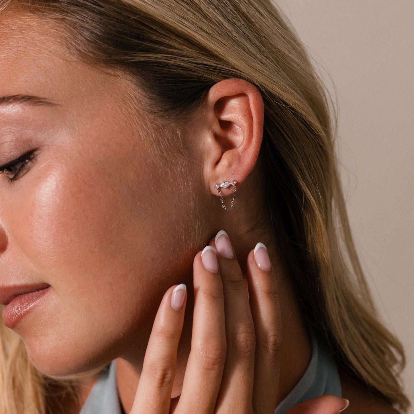 Diamond Marquise Chain Flat Back Studs