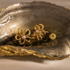 Lila Flower Pearl Studs