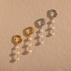 Abstract Pearl Trio Drop Earrings