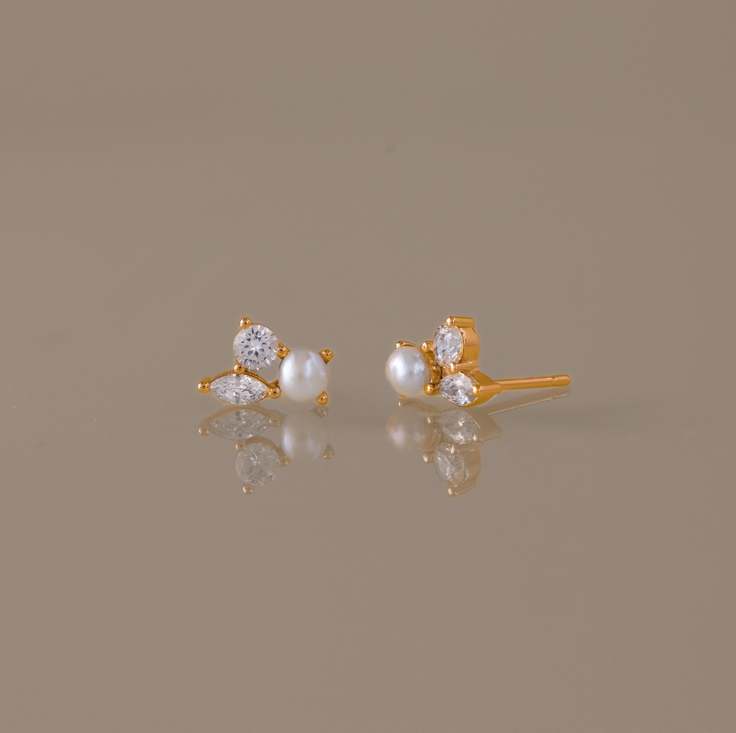 Pearl Diamond Bloom Studs