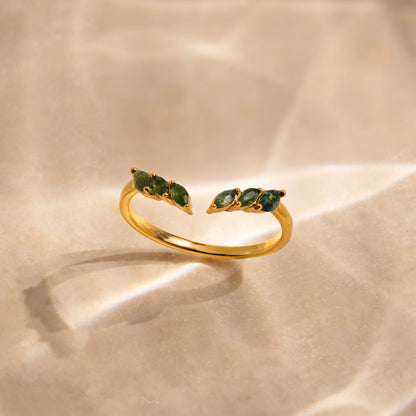 Open Moss Agate Chevron Ring