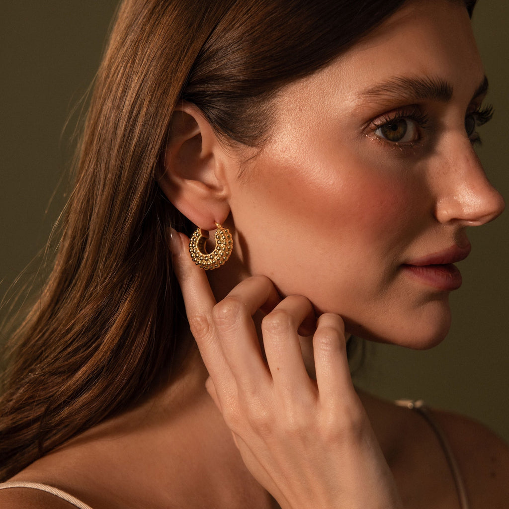 Beaded Dome Hoops
