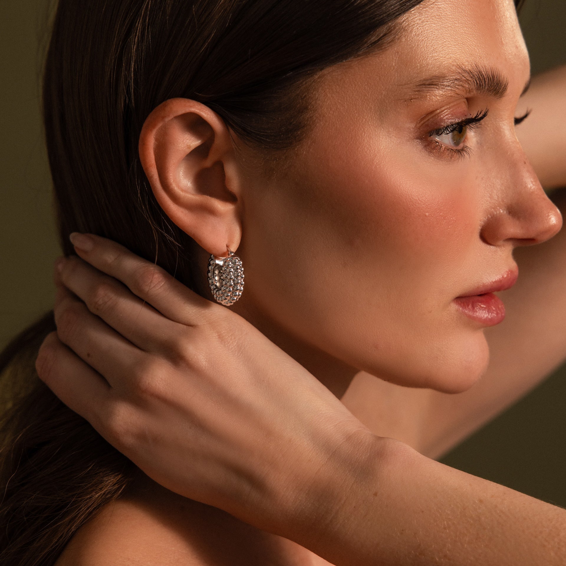 Beaded Dome Hoops
