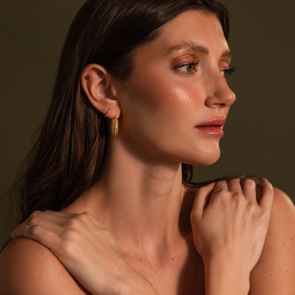 Beaded Dome Hoops