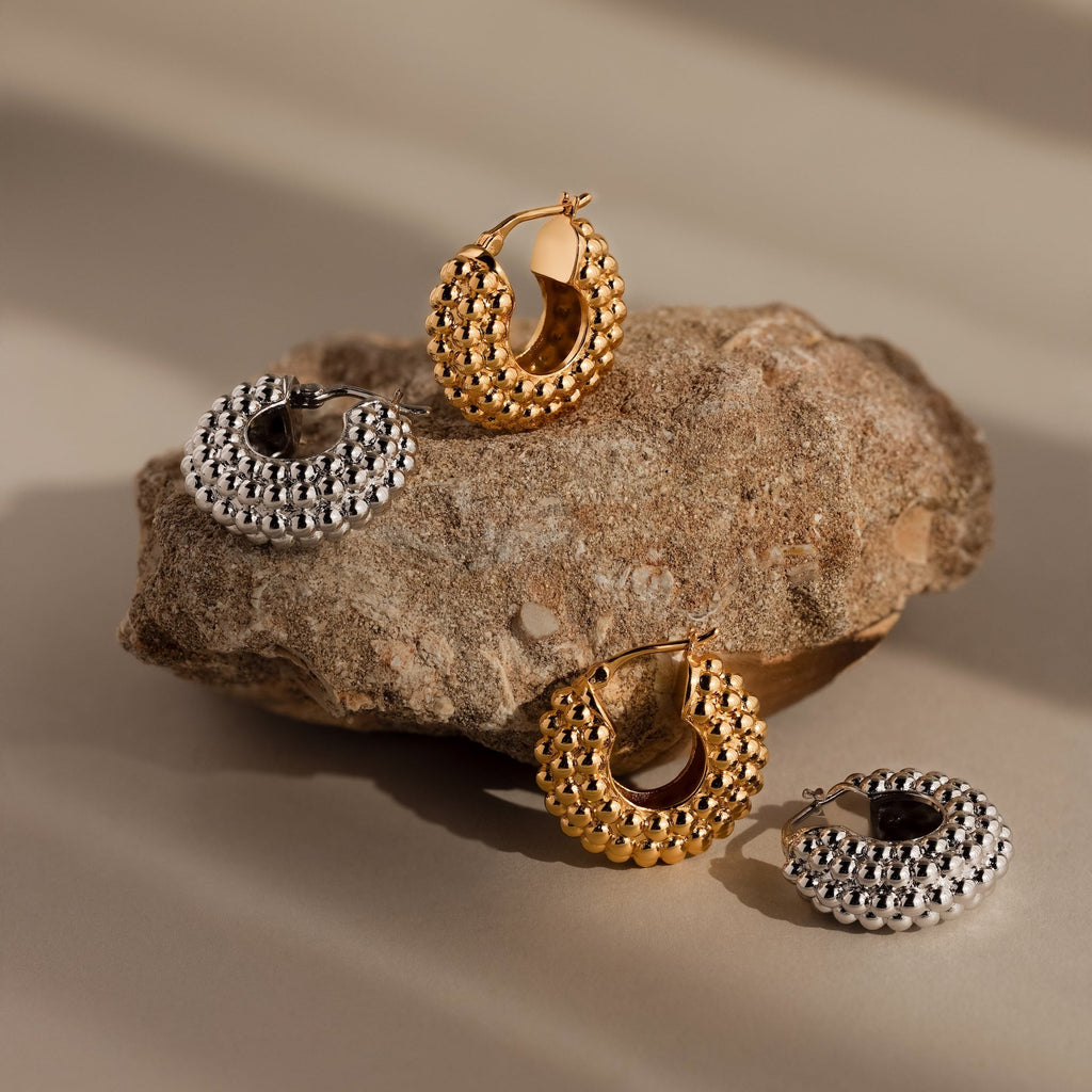 Beaded Dome Hoops