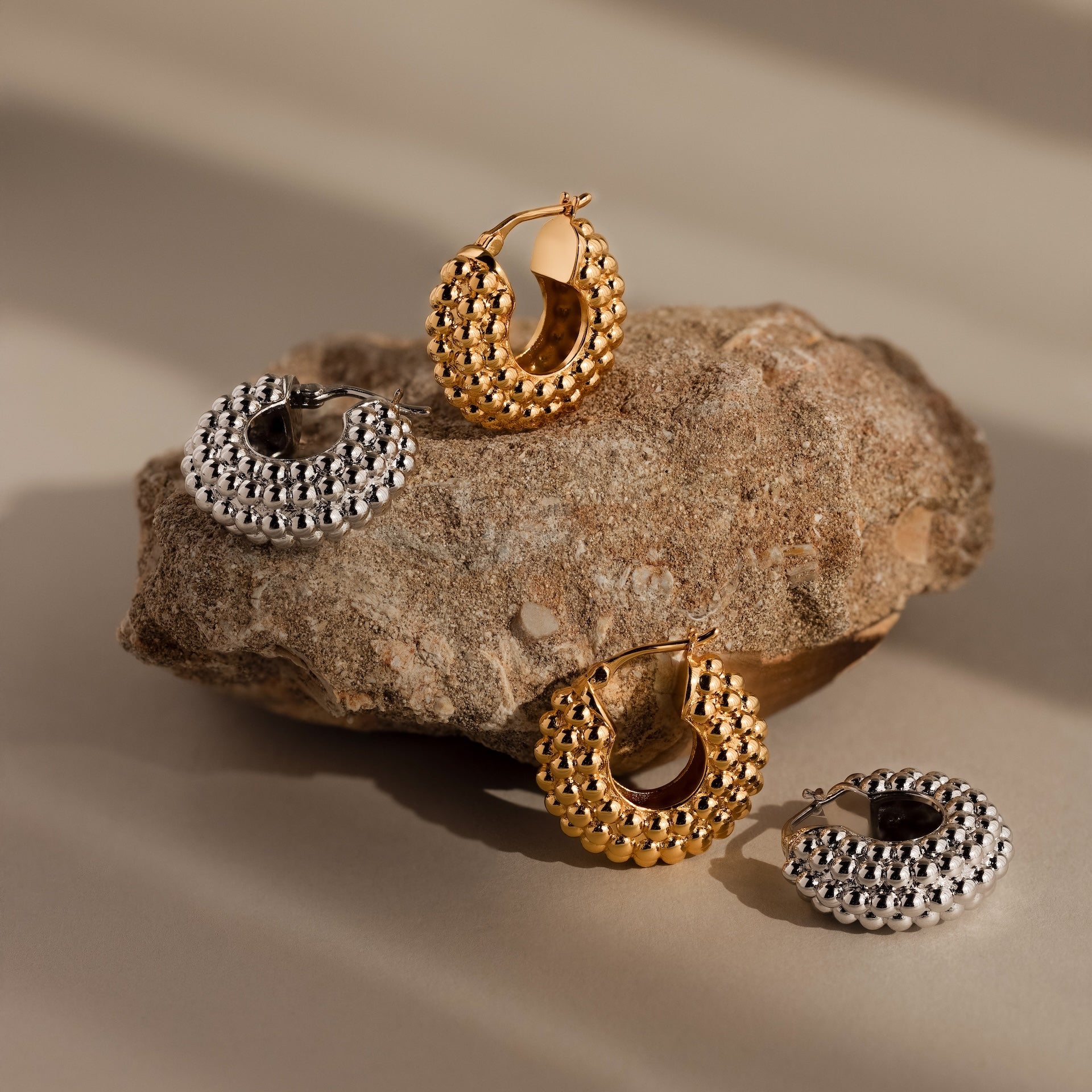 Beaded Dome Hoops