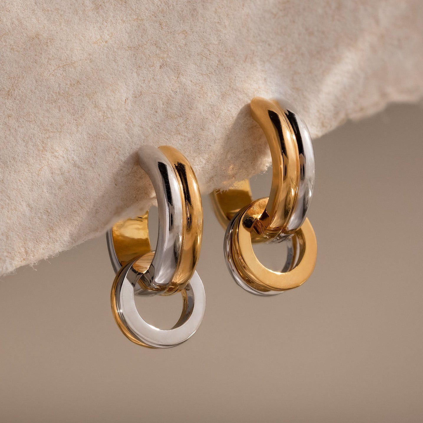 Mixed Metal Circle Hoops