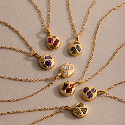 Mixed Birthstone Capsule Necklace