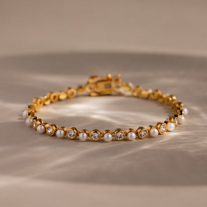 Pearl & Diamond Tennis Bracelet