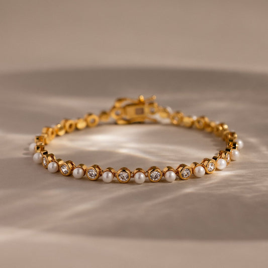 Pearl & Diamond Tennis Bracelet