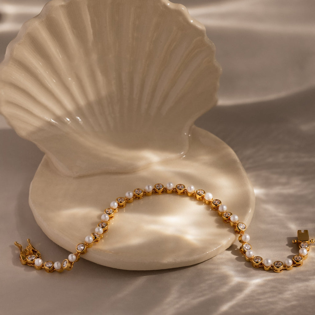Pearl & Diamond Tennis Bracelet
