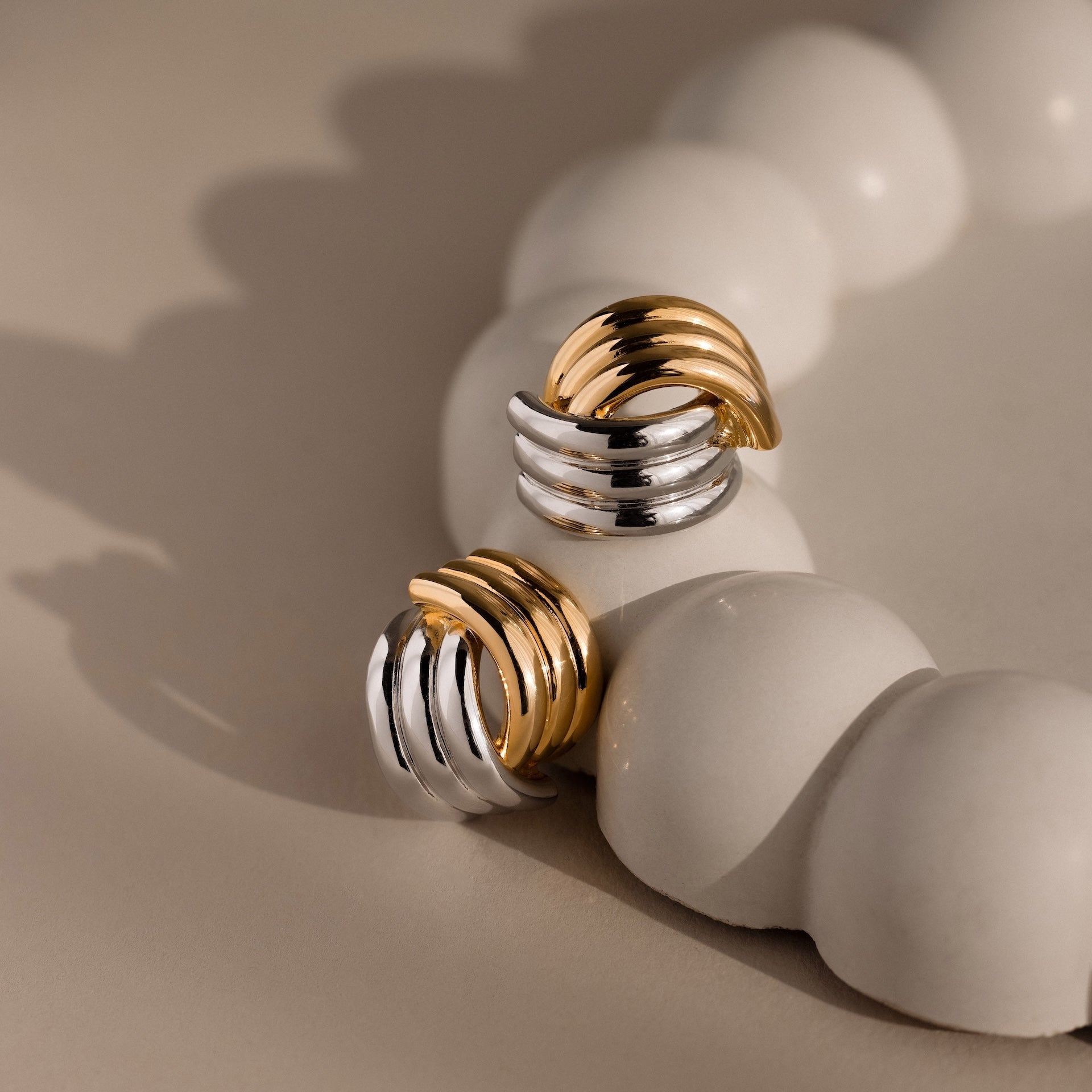 Ribbed Mixed Metal Studs
