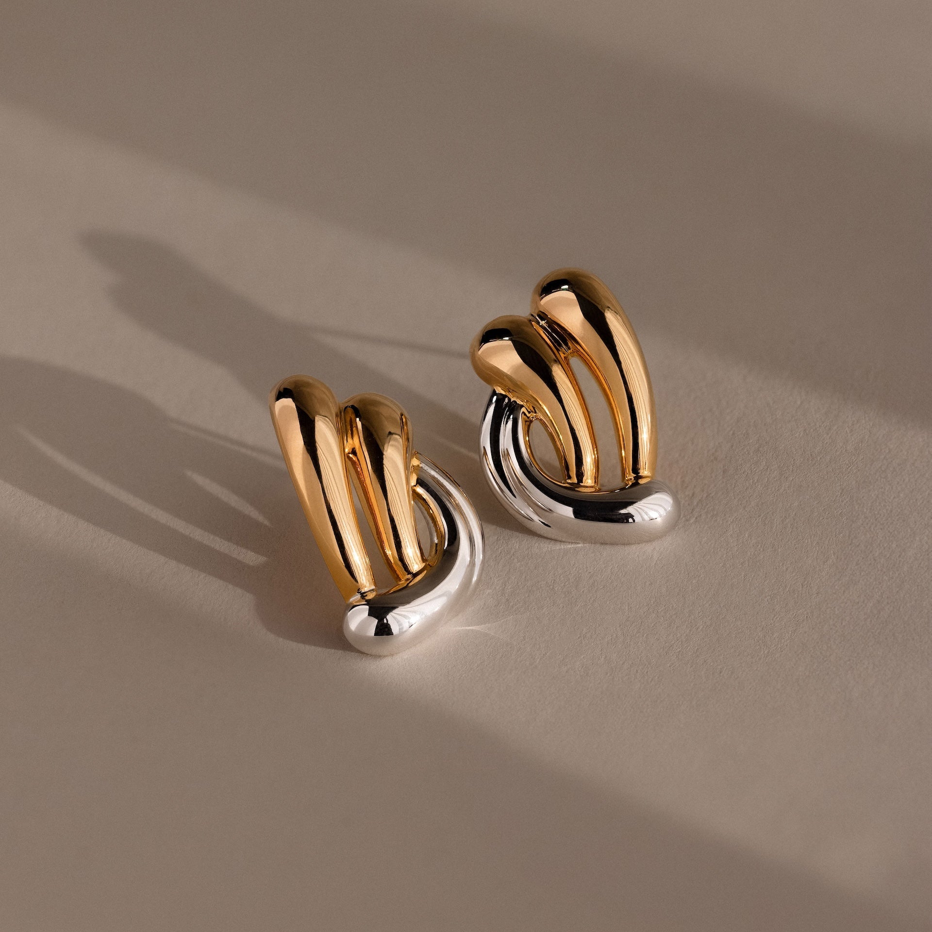 Mixed Metal Raindrop Studs