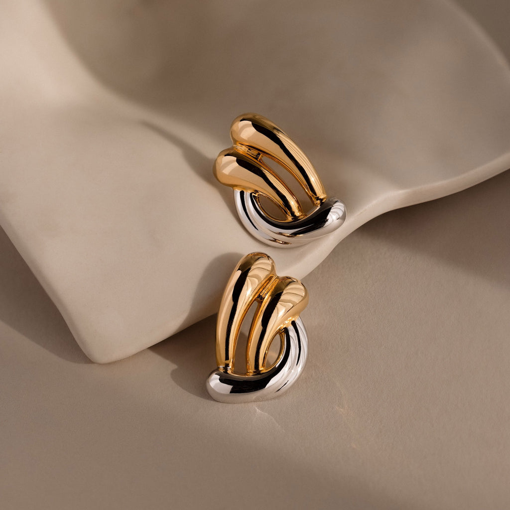 Mixed Metal Raindrop Studs