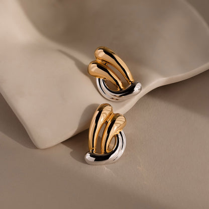 Mixed Metal Raindrop Studs