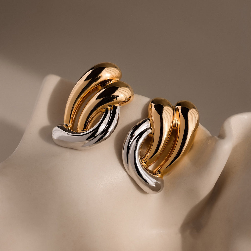 Mixed Metal Raindrop Studs