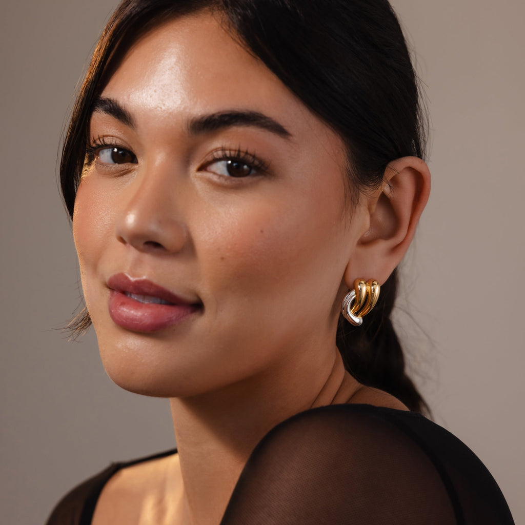 Mixed Metal Raindrop Studs