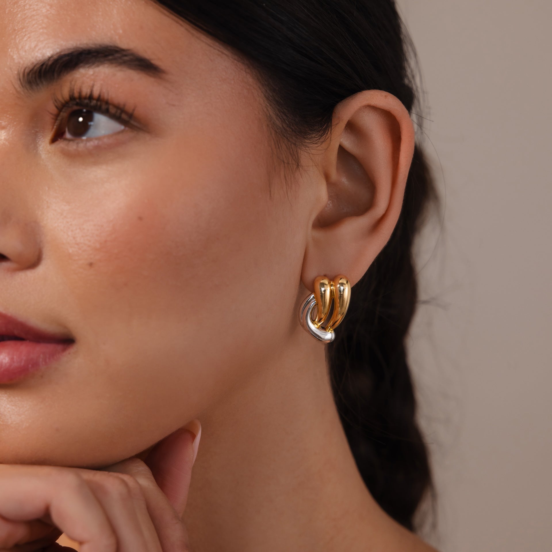 Mixed Metal Raindrop Studs