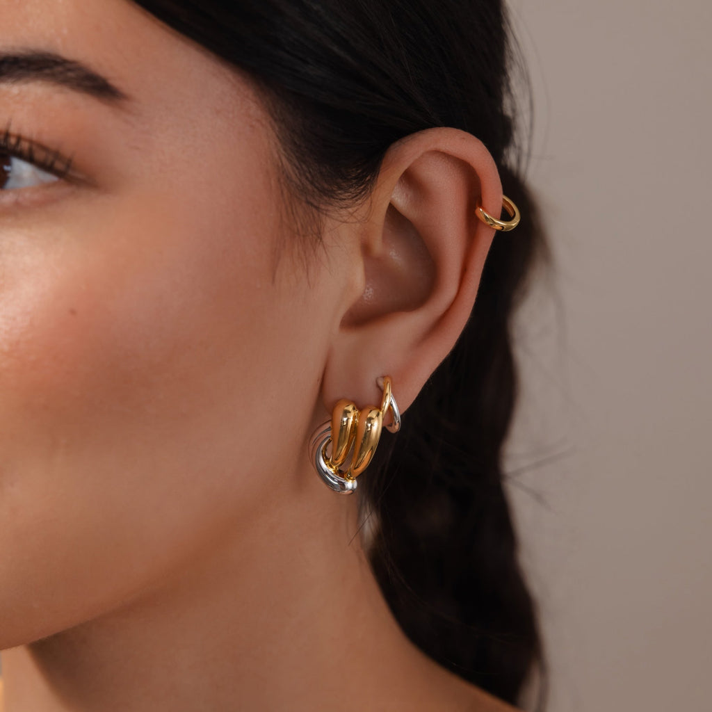 Mixed Metal Raindrop Studs