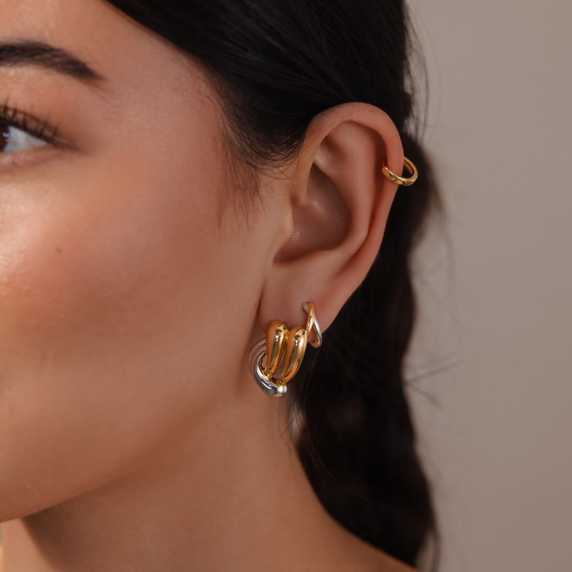 Mixed Metal Raindrop Studs