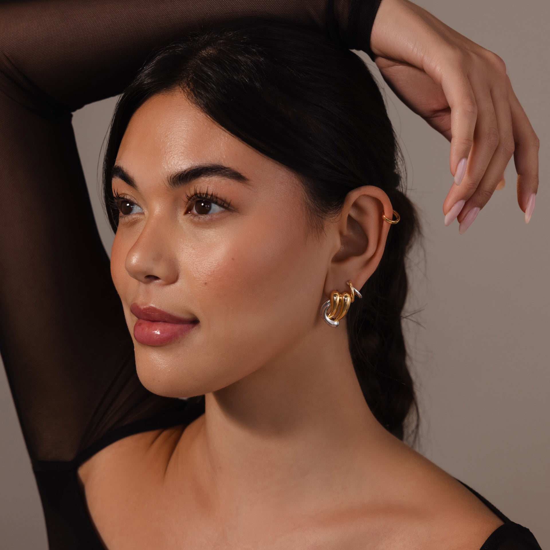 Mixed Metal Raindrop Studs