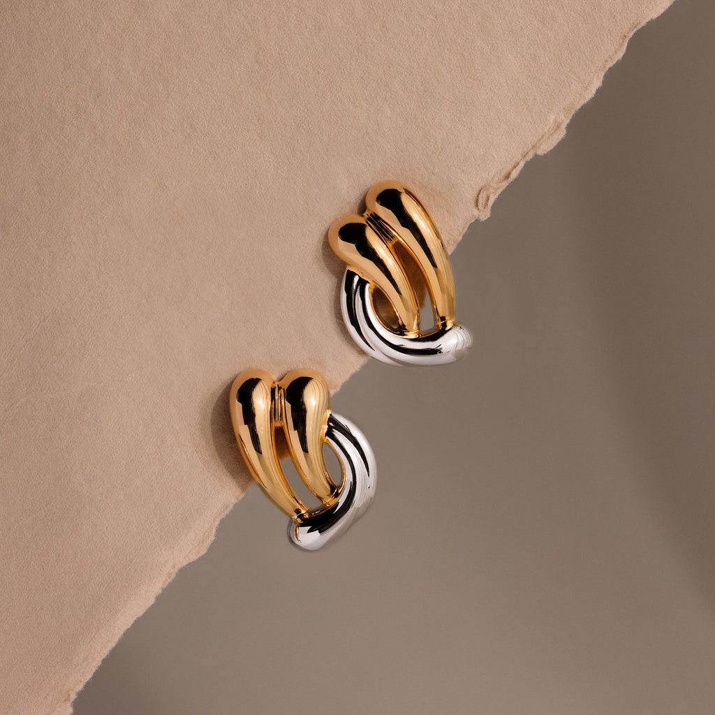 Mixed Metal Raindrop Studs