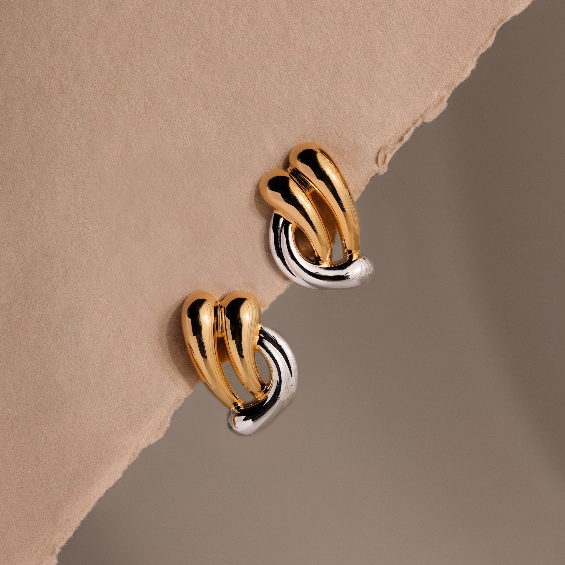 Mixed Metal Raindrop Studs